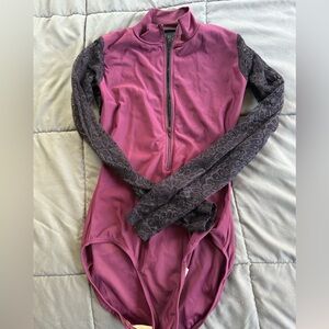 Eleve Dancewear Lace Sleeve Zip-Up Leotard